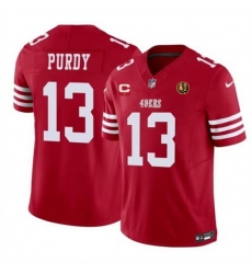 Men San Francisco 49ers 13 Brock Purdy Red 2023 F U S E  With 1 Star C Patch And John Madden Patch Vapor Limited Stitched Football Jersey