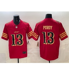 Men San Francisco 49ers 13 Brock Purdy Red Gold 2025 F U S E Rivalries Vapor Limited Stitched Football Jersey Men San Francisco 49ers 13 Brock Purdy Red Gold 2025 F U S E Rivalries Vapor Limited Stitched Football Jersey