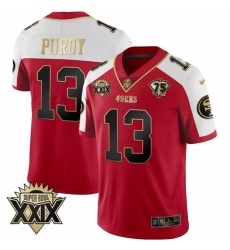 Men San Francisco 49ers 13 Brock Purdy Red Gold Super Bowl XXIX Patch Limited Stitched Football Jersey