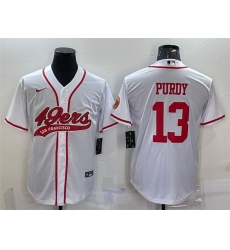 Men San Francisco 49ers 13 Brock Purdy White With Patch Cool Base Stitched Baseball Jersey