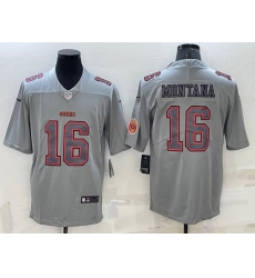 Men San Francisco 49ers 16 Joe Montana Grey Atmosphere Fashion Stitched Jersey