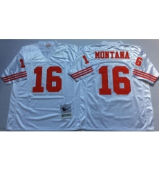 Men San Francisco 49ers 16 Joe Montana White M&N Throwback Jersey