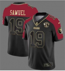 Men San Francisco 49ers 19 Deebo Samuel Balck Red With 75th Anniversary Patch Stitched Football Jersey