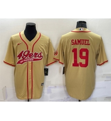 Men San Francisco 49ers 19 Deebo Samuel Gold With Patch Cool Base Stitched Baseball Jersey
