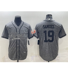 Men San Francisco 49ers 19 Deebo Samuel Grey With Patch Cool Base Stitched Baseball Jersey