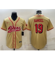 Men San Francisco 49ers 19 Deebo Samuel New Gold With Patch Cool Base Stitched Baseball Jersey