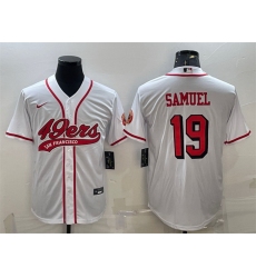 Men San Francisco 49ers 19 Deebo Samuel New White With Patch Cool Base Stitched Baseball Jersey