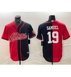 Men San Francisco 49ers 19 Deebo Samuel Red Black Split With Patch Cool Base Stitched Baseball Jersey