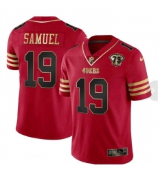 Men San Francisco 49ers 19 Deebo Samuel Red With 75th Anniversary Patch Stitched Football Jersey