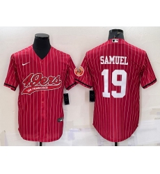 Men San Francisco 49ers 19 Deebo Samuel Red With Patch Cool Base Stitched Baseball Jersey
