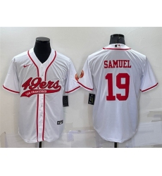 Men San Francisco 49ers 19 Deebo Samuel White With Patch Cool Base Stitched Baseball Jersey