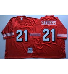 Men San Francisco 49ers 21 Deion Sanders Red Vintage M&N Jersey