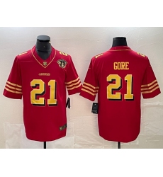 Men San Francisco 49ers 21 Frank Gore Red Gold With 75th Patch Vapor Untouchable Limited Stitched Jersey