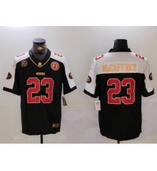 Men San Francisco 49ers 23 Christian McCaffrey Balck F U S E  Golden Gate Bridge Patch Alternate With Patch Vapor Limited Stitched Football Jersey