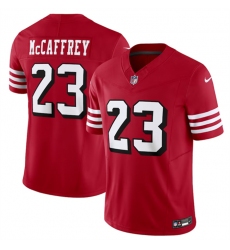 Men San Francisco 49ers 23 Christian McCaffrey New Red 2023 F U S E  Vapor Untouchable Limited Stitched Football Jersey
