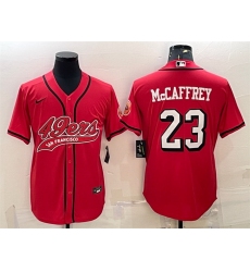 Men San Francisco 49ers 23 Christian McCaffrey New Red With Patch Cool Base Stitched Baseball Jersey