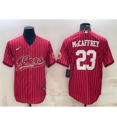 Men San Francisco 49ers 23 Christian McCaffrey Red With Patch Cool Base Stitched Baseball Jersey