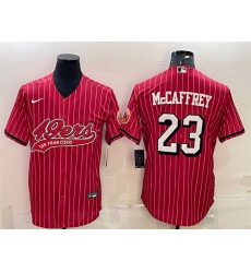 Men San Francisco 49ers 23 Christian McCaffrey Red With Patch Cool Base Stitched Baseball Jersey