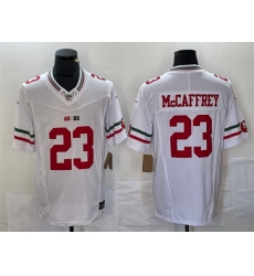 Men San Francisco 49ers 23 Christian McCaffrey White 2023 F U S E  Vapor Untouchable Limited Stitched Football Jersey