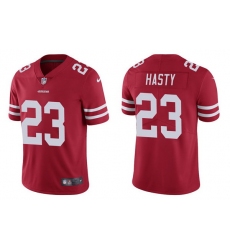 Men San Francisco 49ers 23 JaMycal Hasty 2021 Red Vapor Untouchable Limited Stitched Jersey