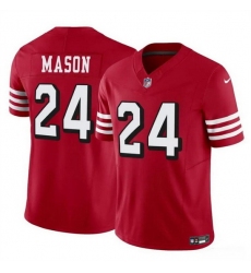 Men San Francisco 49ers 24 Jordan Mason New Red 2023 F U S E  Stitched Football Jersey