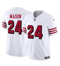Men San Francisco 49ers 24 Jordan Mason New White 2023 F U S E  Stitched Football Jersey