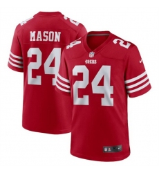 Men San Francisco 49ers 24 Jordan Mason Red Stitched Game Jersey