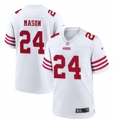 Men San Francisco 49ers 24 Jordan Mason White Stitched Game Football Jersey