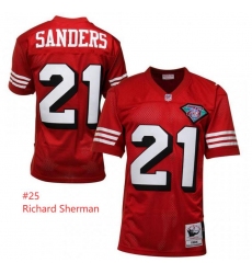 Men San Francisco 49ers #25 Richard Sherman Mitchell Ness Throwback Red Jersey