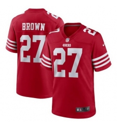 Men San Francisco 49ers 27 Ji'Ayir Brown Red Stitched Game Jersey