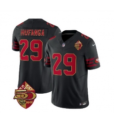 Men San Francisco 49ers 29 Talanoa Hufanga Black 2023 F U S E  50th Patch Vapor Limited Stitched Football Jersey