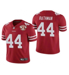 Men San Francisco 49ers 44 Tom Rathman Red 75th Anniversary Patch 2021 Vapor Untouchable Stitched Nike Limited Jersey