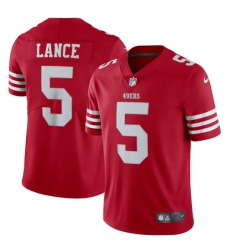 Men San Francisco 49ers 5 Trey Lance 2022 New Scarlet Vapor Untouchable Limited Stitched Football Jersey