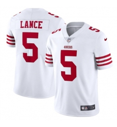 Men San Francisco 49ers 5 Trey Lance 2022 New White Vapor Untouchable Stitched Jersey