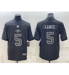 Men San Francisco 49ers 5 Trey Lance Black Reflective Limited Stitched Football Jersey