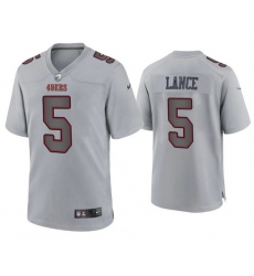 Men San Francisco 49ers 5 Trey Lance Grey Atmosphere Fashion Stitched Game Jersey