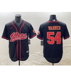 Men San Francisco 49ers 54 Fred Warner Black With Patch Cool Base Stitched Baseball Jersey
