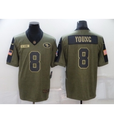 Men San Francisco 49ers 8 Steve Young 2021 Olive Salute To Service Limited Stitched Jersey