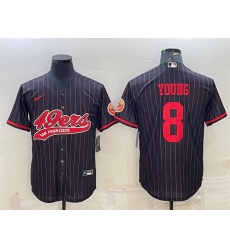 Men San Francisco 49ers 8 Steve Young Black With Patch Cool Base Stitched Baseball Jersey