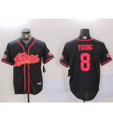 Men San Francisco 49ers  8 Steve Young Black With Patch Cool Base Stitched Baseball Jersey