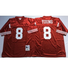 Men San Francisco 49ers 8 Steve Young Red M&N Throwback Jersey