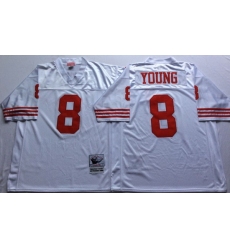 Men San Francisco 49ers 8 Steve Young White M&N Throwback Jersey