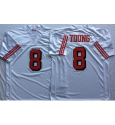 Men San Francisco 49ers 8 Steve Young White Vintage M&N Jersey