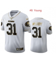 Men San Francisco 49ers 8 steve young White Gold 100th Anniversary jersey