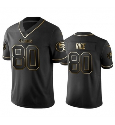 Men San Francisco 49ers 80 Jerry Rice Black Gold Stitched Jersey