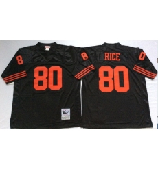 Men San Francisco 49ers 80 Jerry Rice Black M&N Throwback Jersey