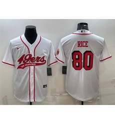 Men San Francisco 49ers 80 Jerry Rice New White With Patch Cool Base Stitched Baseball Jersey