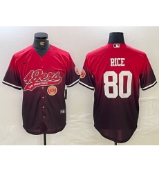 Men San Francisco 49ers  80 Jerry Rice Red Black With Patch Cool Base Stitched Baseball jerseys 1