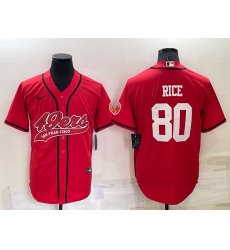 Men San Francisco 49ers 80 Jerry Rice Red Cool Base Stitched Baseball Jersey