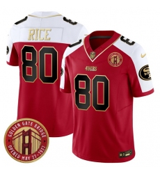 Men San Francisco 49ers 80 Jerry Rice Red F U S E  Golden Gate Bridge Patch Alternate Vapor Limited Stitched Football Jersey